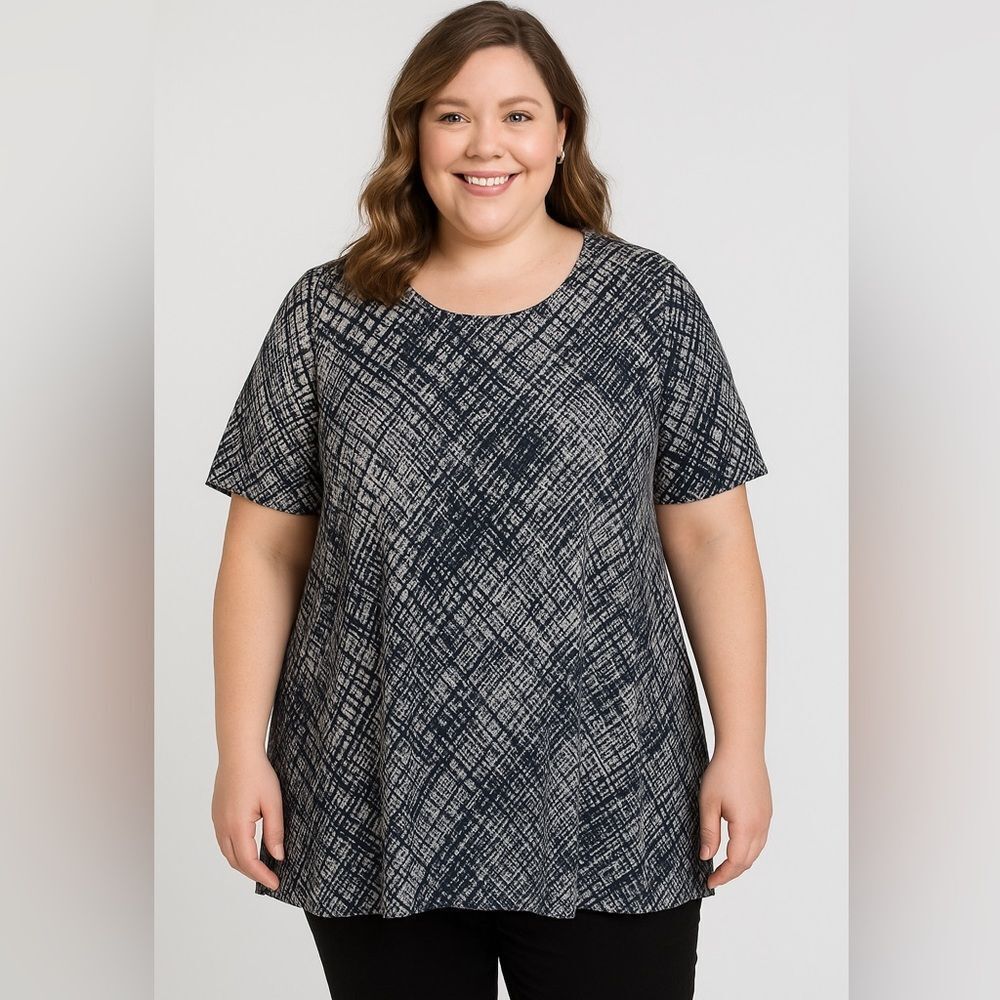 Cato‎ Black and Gray Boxy Tunic with 3/4 Sleeves